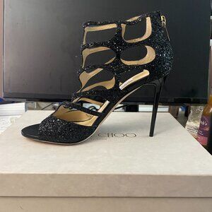 Jimmy Choo Ren 100 Black Glitter Size 39 1/2